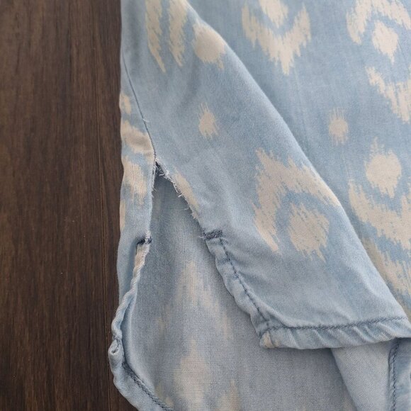 💙 Simply Styled Aztec Print Soft Denim Look Shirt Dress 100% Tencel Size L - Picture 6 of 9